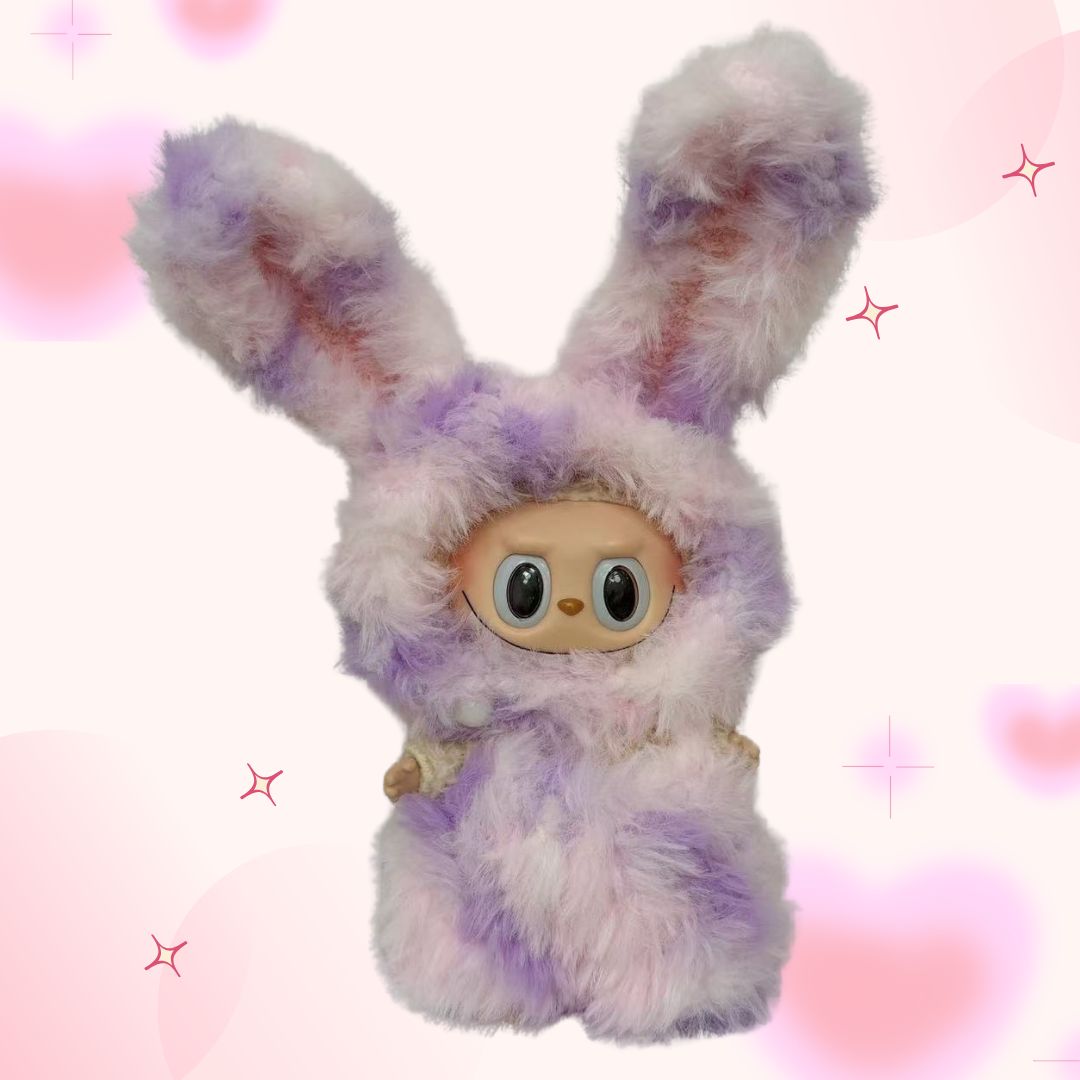 Handmade Pastel Bunny Outfit for Labubu Doll – Soft and Fluffy Bunny Costume
