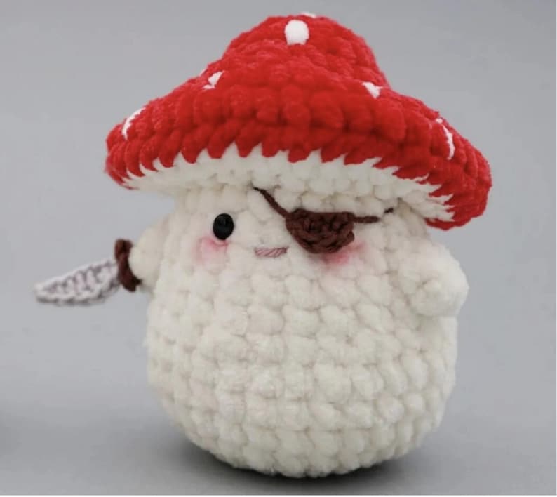 Handmade Pirate Mushroom Crochet Amigurumi