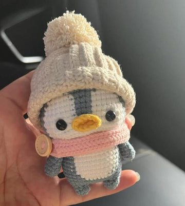 Handmade Crochet Penguin Plush | Amigurumi Penguin Toy with Hat and Scarf | Cute Winter Gift