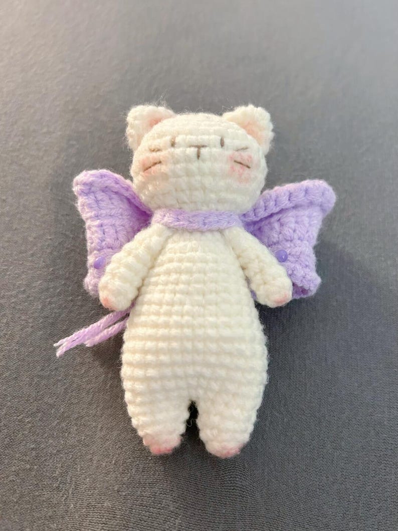 Handmade Crochet Angel Cat Plush | Amigurumi Cat with Wings | Cute and Whimsical Gift