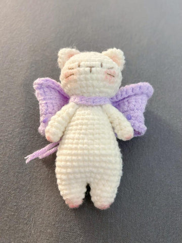 Handmade Crochet Angel Cat Plush | Amigurumi Cat with Wings | Cute and Whimsical Gift