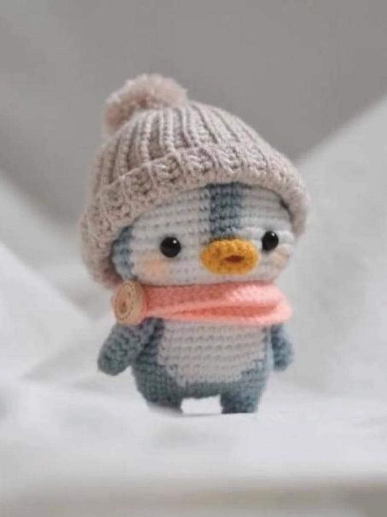 Handmade Crochet Penguin Plush | Amigurumi Penguin Toy with Hat and Scarf | Cute Winter Gift
