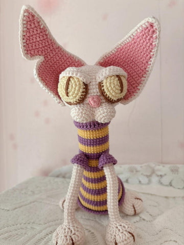 Handmade Crochet Sphynx Cat Plush | Unique Amigurumi Hairless Cat Toy | Cute Cat Doll